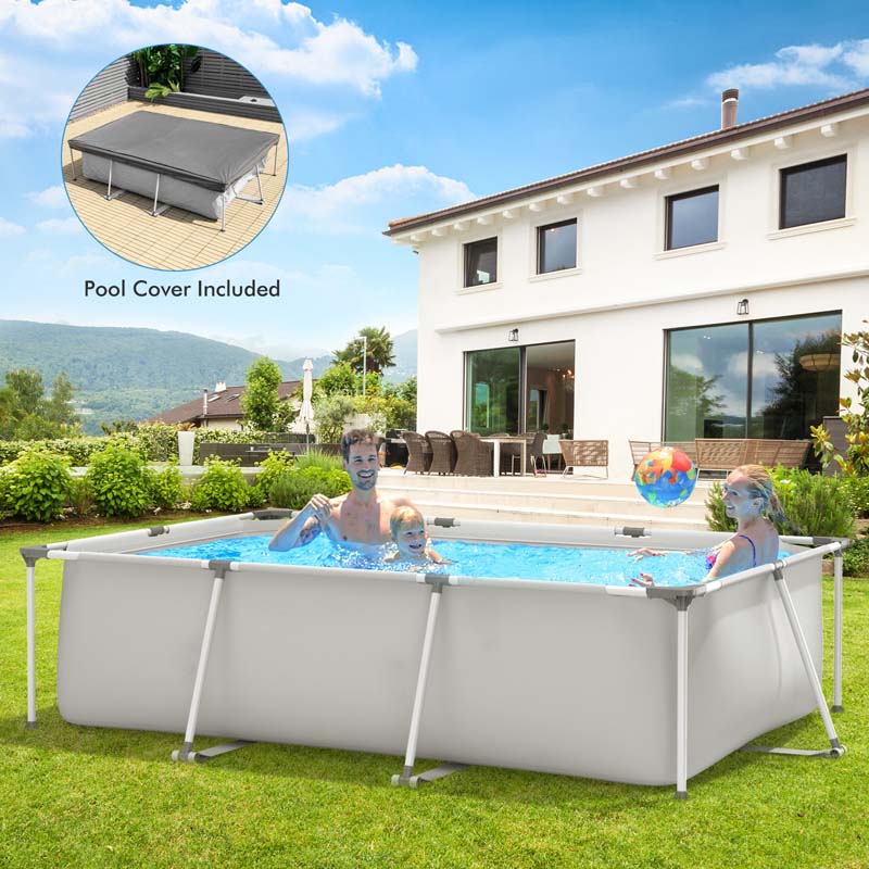 10 x 6.7 x 2.5 FT Rectangular Above Ground Pool with Pool Cover, CPSIA Certified Steel Frame Outdoor Swimming Pool