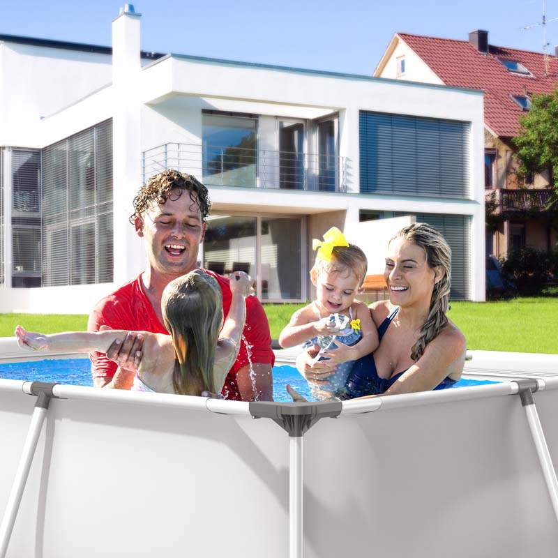 10 x 6.7 x 2.5 FT Rectangular Above Ground Pool with Pool Cover, CPSIA Certified Steel Frame Outdoor Swimming Pool