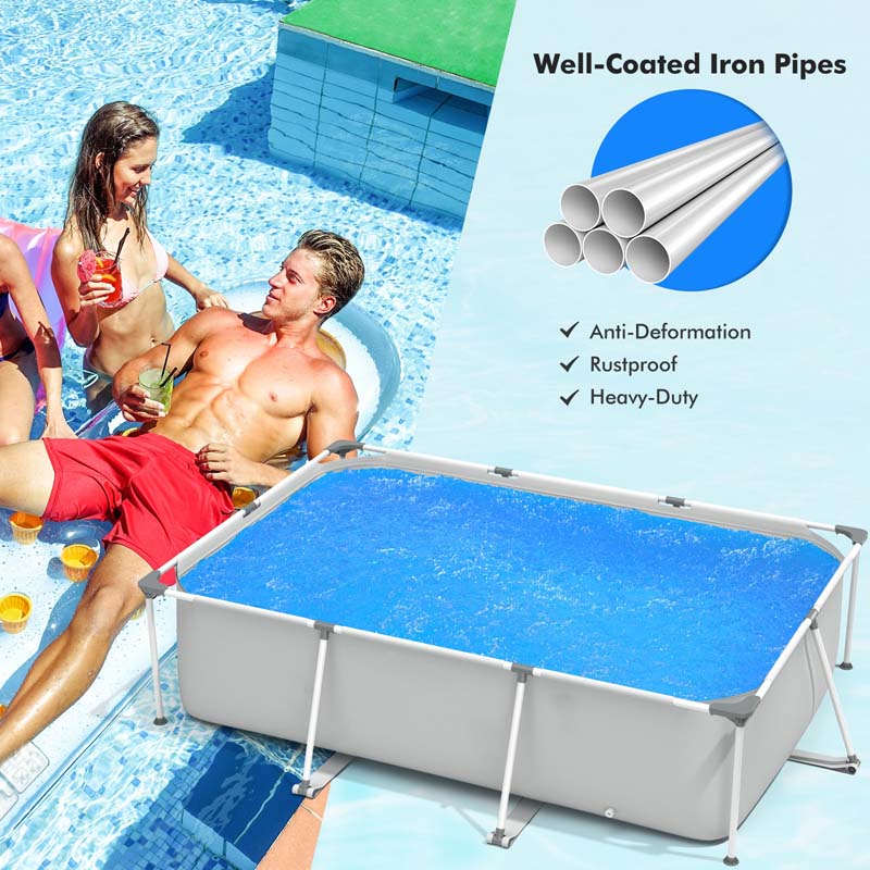 10 x 6.7 x 2.5 FT Rectangular Above Ground Pool with Pool Cover, CPSIA Certified Steel Frame Outdoor Swimming Pool