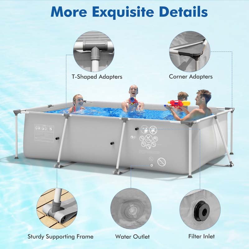 10 x 6.7 x 2.5 FT Rectangular Above Ground Pool with Pool Cover, CPSIA Certified Steel Frame Outdoor Swimming Pool