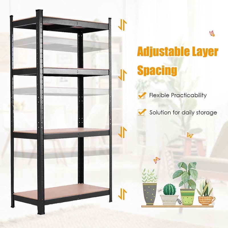 Black 32" x 16" x 63" 4-Tier Storage Shelving Unit, Heavy Duty Metal Garage Shelf, Adjustable Multi-Use Storage Racks