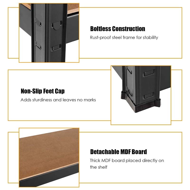 Black 32" x 16" x 63" 4-Tier Storage Shelving Unit, Heavy Duty Metal Garage Shelf, Adjustable Multi-Use Storage Racks
