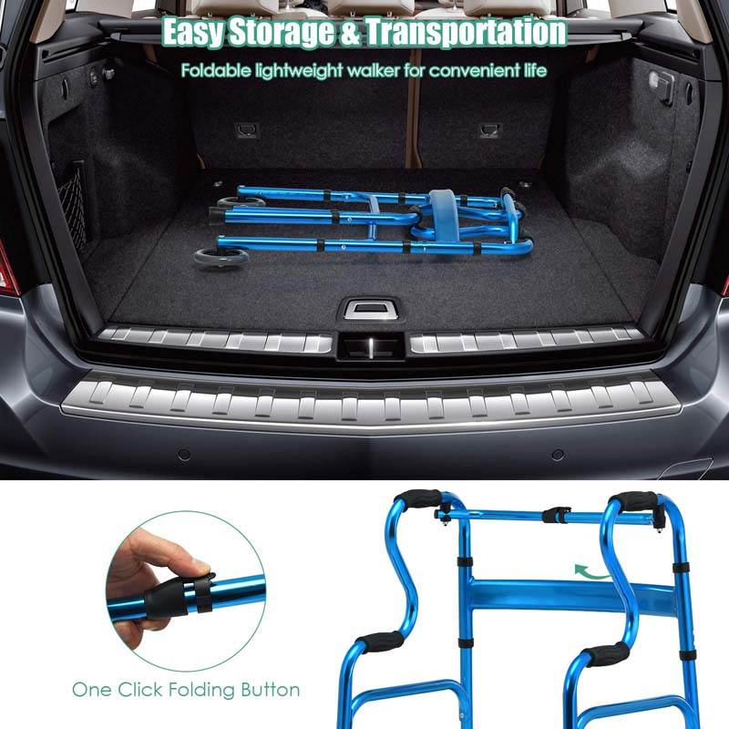 3-in-1 Folding Walker with 5" Wheels & Bi-Level Handrails, 440lbs Heavy Duty Walking Mobility Aid