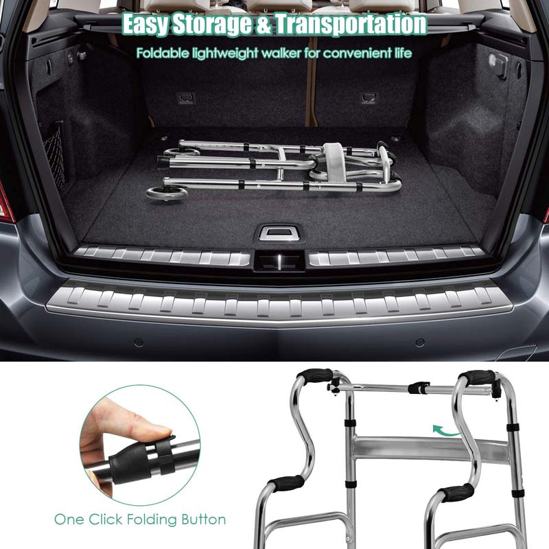 3-in-1 Folding Walker with 5" Wheels & Bi-Level Handrails, 440lbs Heavy Duty Walking Mobility Aid