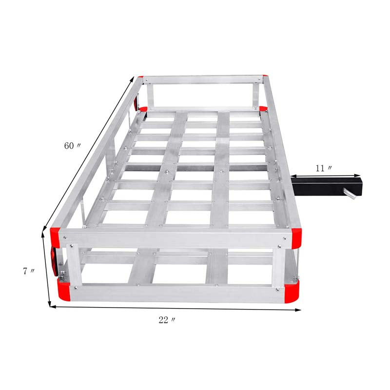 500LBS Capacity Hitch Cargo Carrier Fits 2" Receiver, 60" x 22" x 7" Mount Luggage Rack, Aluminum Trailer Vehicle Cargo Basket for SUV Truck Car