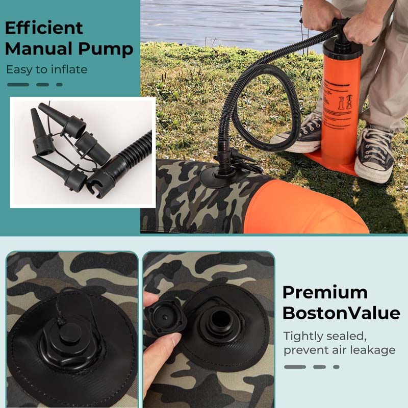350LBS Inflatable Belly Boat with Fish Finder Holder, Rod Rack, Fish Ruler, Storage Boxes, Portable Backpack Fishing Float Tube