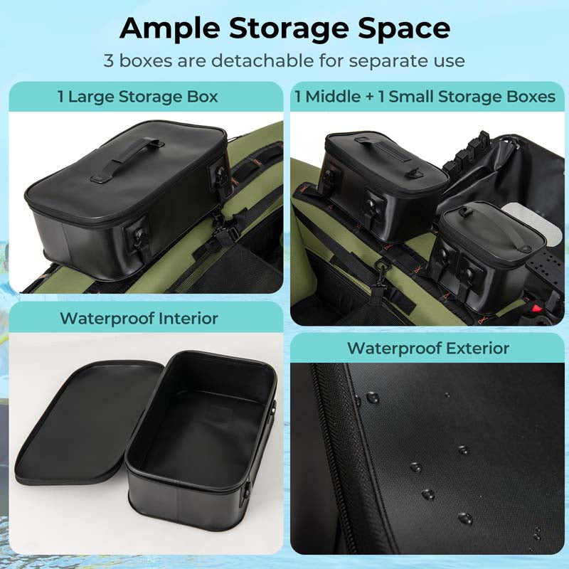 350LBS Inflatable Belly Boat with Fish Finder Holder, Rod Rack, Fish Ruler, Storage Boxes, Portable Backpack Fishing Float Tube