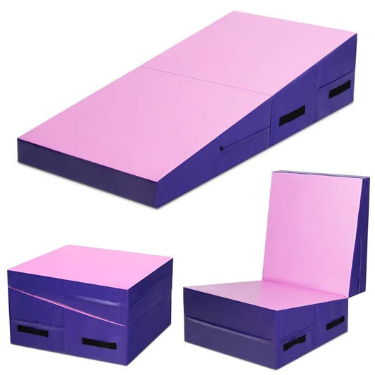 Folding Incline Gymnastics Wedge Mat with Carrying Handles, Gym Fitness Tumbling Mat for Training Home Exercise Aerobics