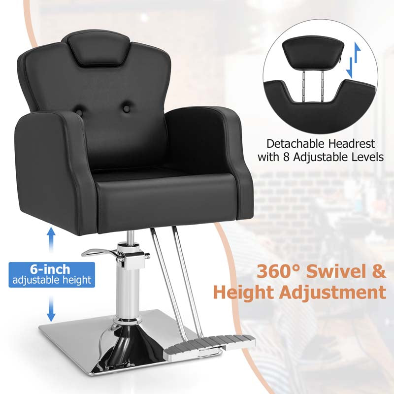 360° Swivel Salon Barber Chair with Adjustable Seat Height and Heavy Duty Hydraulic Pump