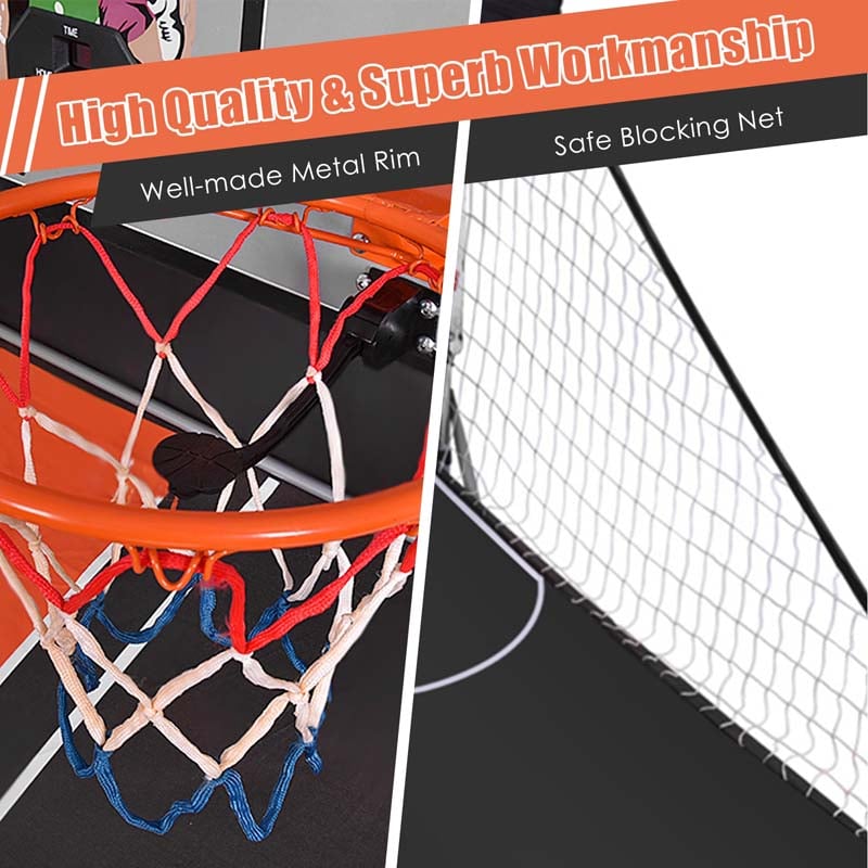 2 Player Foldable Basketball Arcade Game with 4 Balls, Indoor Double Shot Electronic Basketball Game