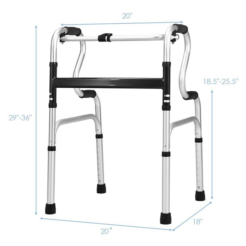3-in-1 Stand-Assist Folding Walker, 400lbs Heavy Duty Walking Mobility Aid, Height Adjustable Narrow Drive Walker