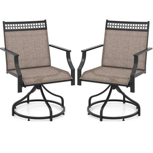 Set of 2/4 Swivel Patio Dining Chairs with Quick-Drying Fabric & Metal Frame, All-Weather Outdoor Chairs for Porch Lawn Garden Backyard