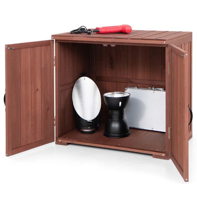 Wooden Garden Storage Cabinet Outdoor Tool Shed for Patio Backyard with Doors, 30" x 22" x 28.5"