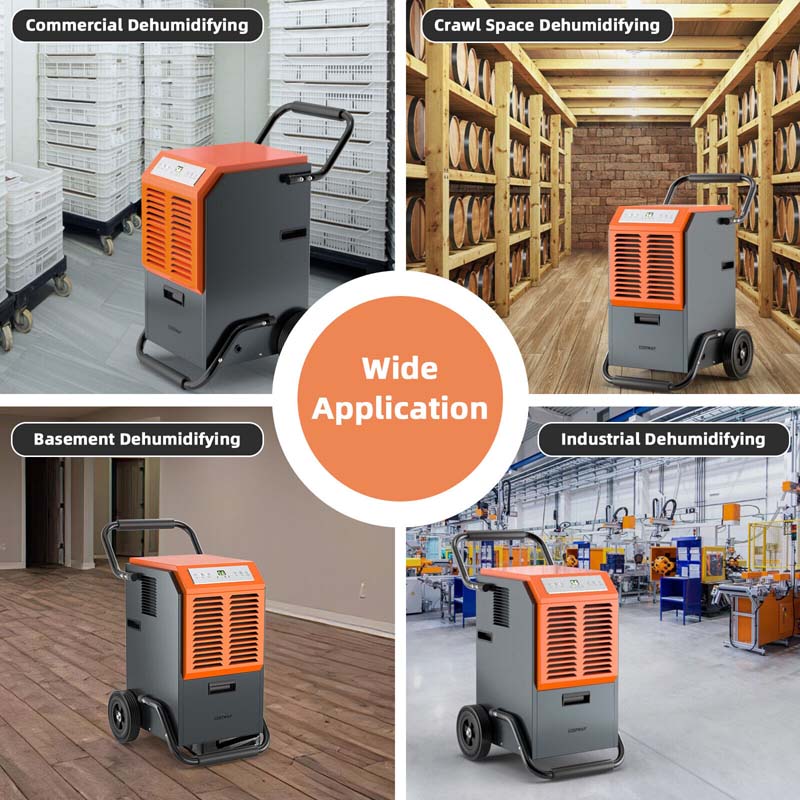 140 PPD Portable Commercial Dehumidifier with 1.45 Gallon Water Tank & 6.5 Ft Drainage Pipe