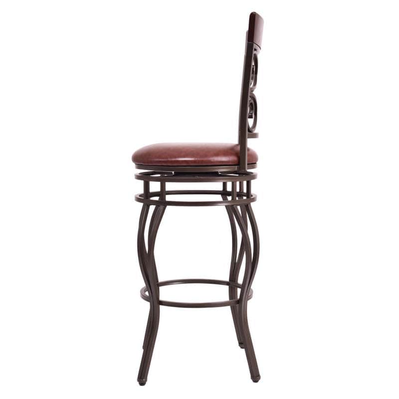 2-Pack 360 Degree Swivel Bar Stools with Back, 30" Vintage Counter Height Stools, Leather Padded Seat Bistro Pub Kitchen Dining Chairs
