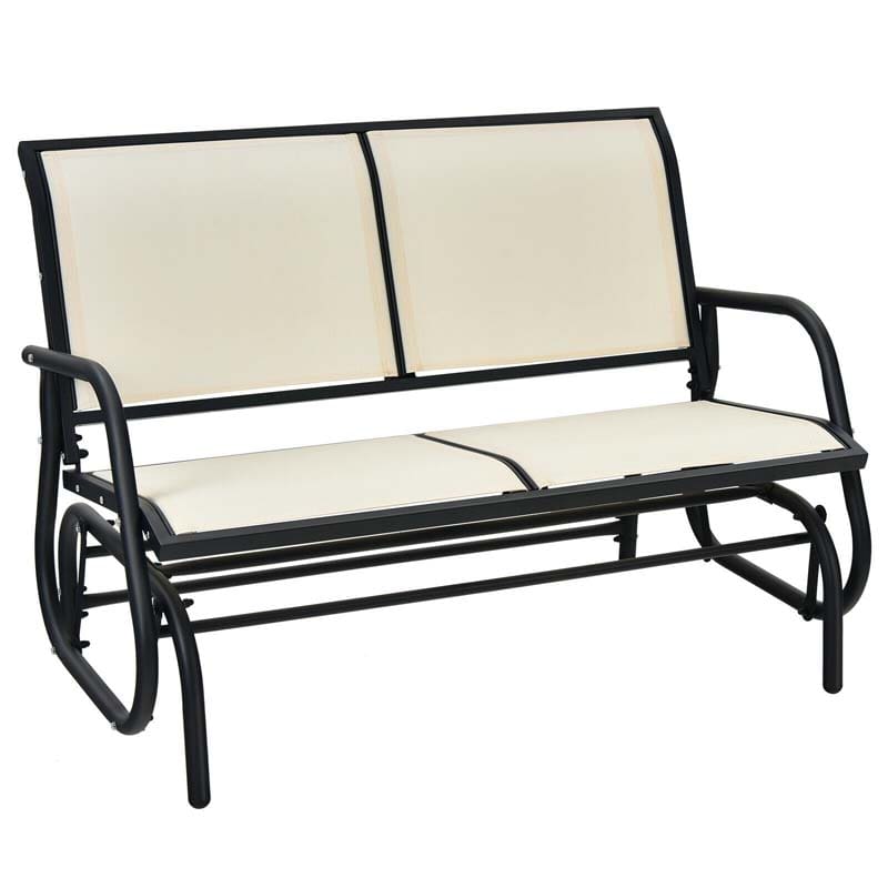 48" 2-Person Outdoor Swing Glider Bench Patio Rocking Chair Fabric Loveseat for Porch Garden