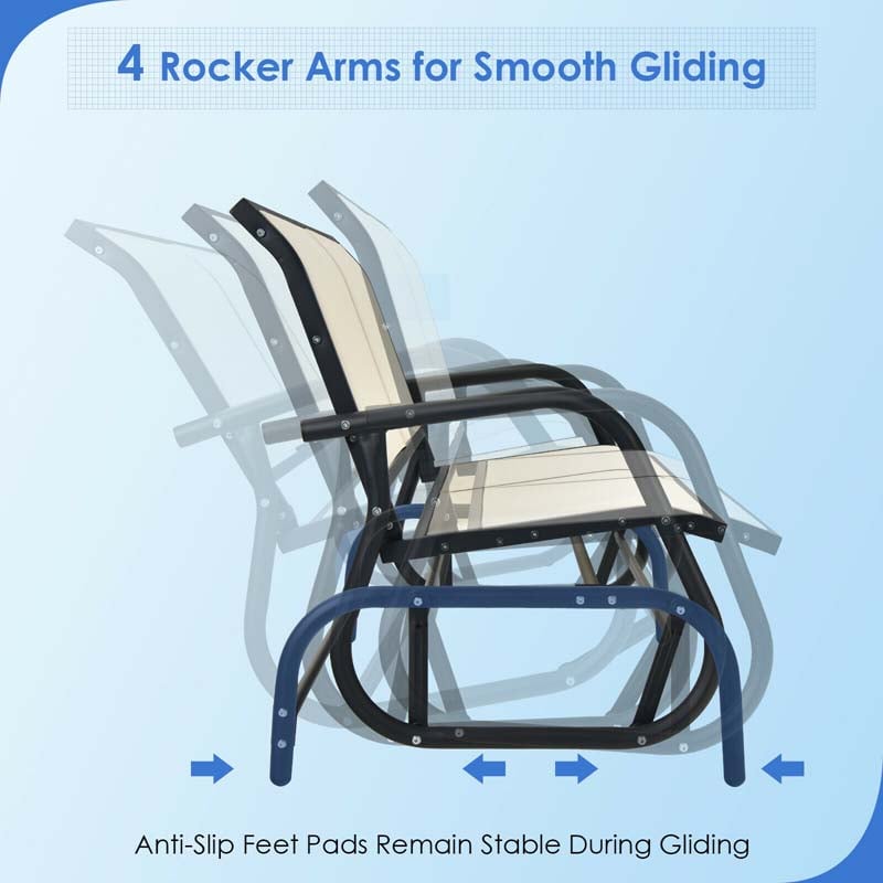 48" 2-Person Outdoor Swing Glider Bench Patio Rocking Chair Fabric Loveseat for Porch Garden