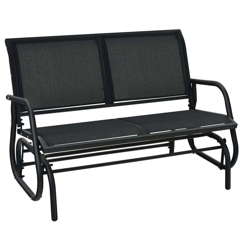 48" 2-Person Outdoor Swing Glider Bench Patio Rocking Chair Fabric Loveseat for Porch Garden