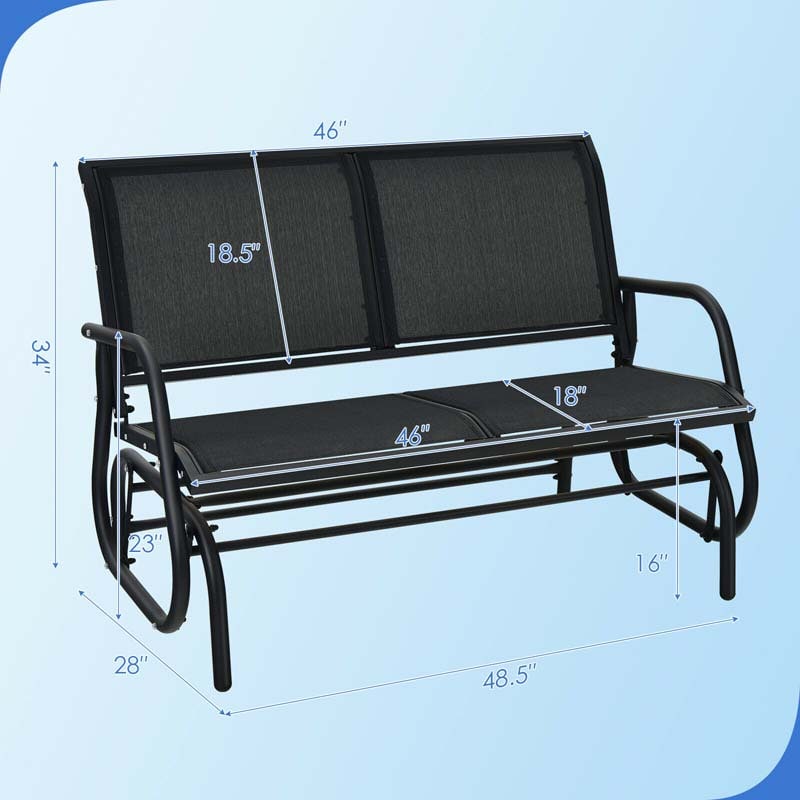 48" 2-Person Outdoor Swing Glider Bench Patio Rocking Chair Fabric Loveseat for Porch Garden