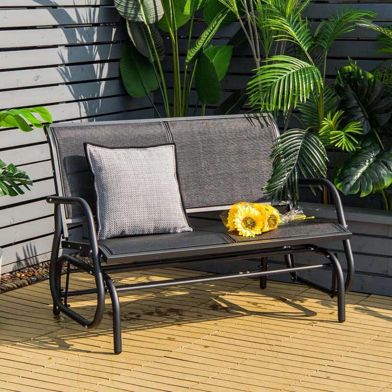 48" 2-Person Outdoor Swing Glider Bench Patio Rocking Chair Fabric Loveseat for Porch Garden