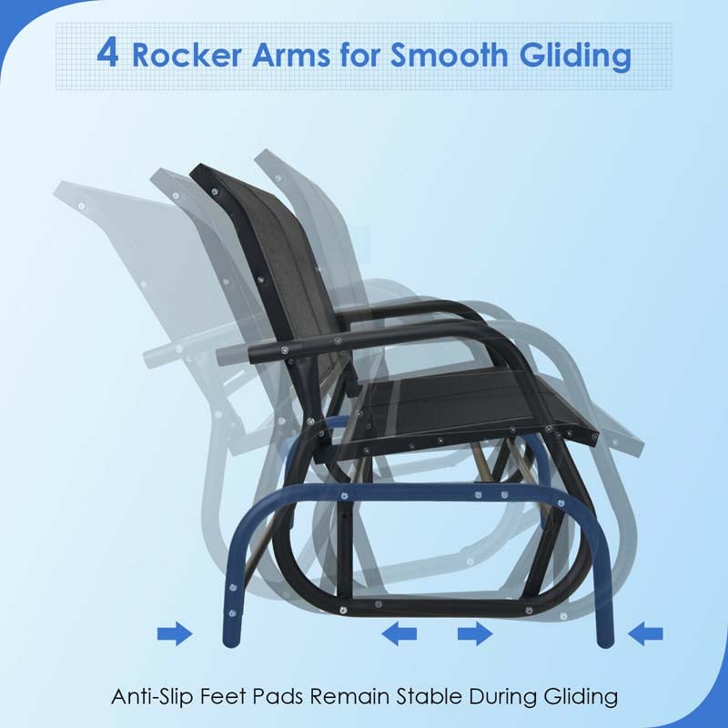 48" 2-Person Outdoor Swing Glider Bench Patio Rocking Chair Fabric Loveseat for Porch Garden