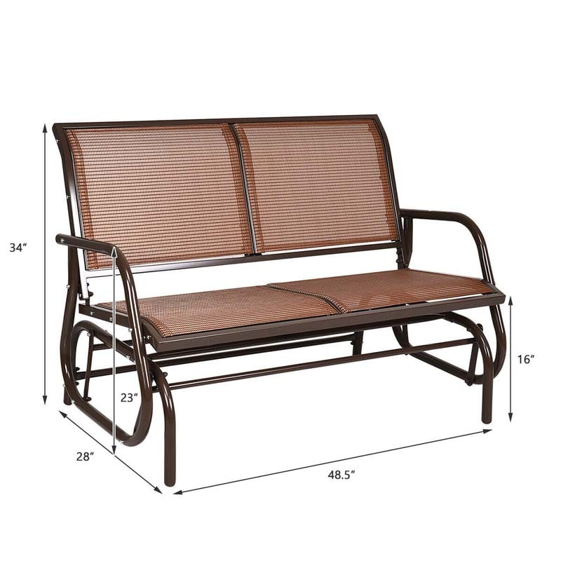 48" 2-Person Outdoor Swing Glider Bench Patio Rocking Chair Fabric Loveseat for Porch Garden
