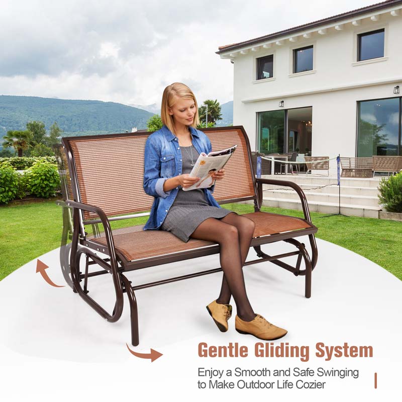 48" 2-Person Outdoor Swing Glider Bench Patio Rocking Chair Fabric Loveseat for Porch Garden