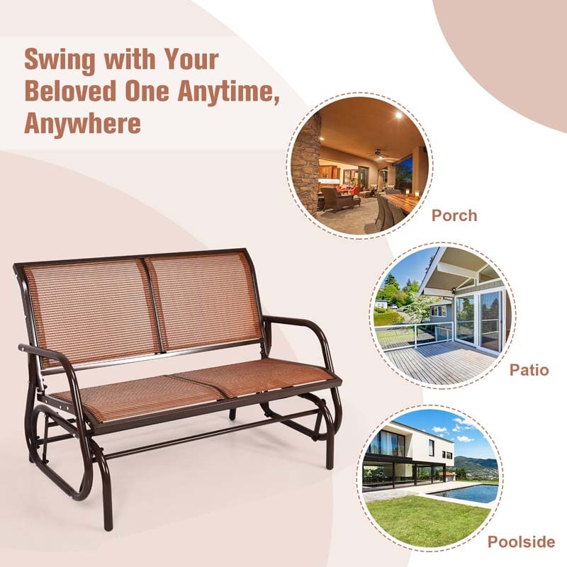 48" 2-Person Outdoor Swing Glider Bench Patio Rocking Chair Fabric Loveseat for Porch Garden