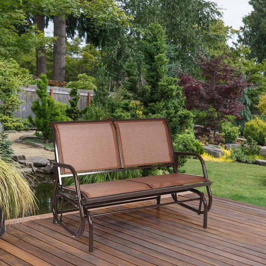 48" 2-Person Outdoor Swing Glider Bench Patio Rocking Chair Fabric Loveseat for Porch Garden