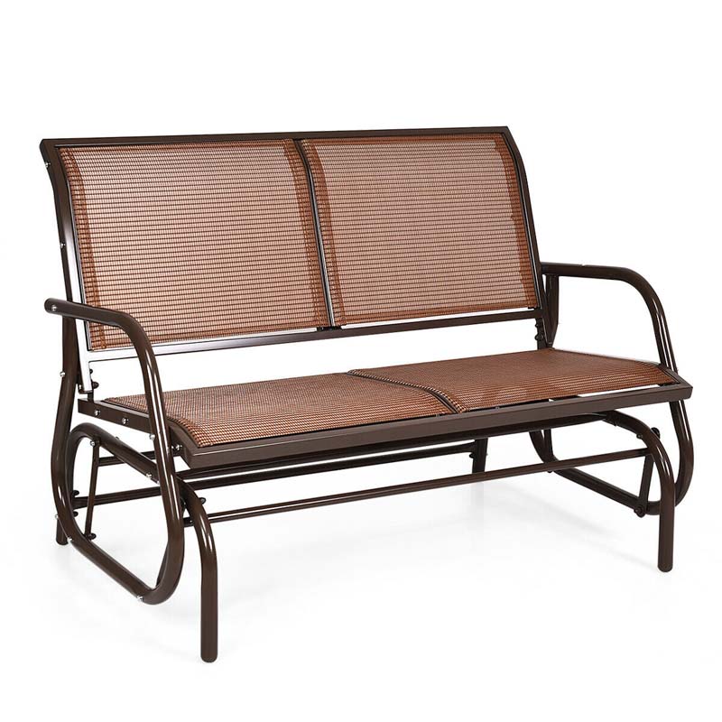 48" 2-Person Outdoor Swing Glider Bench Patio Rocking Chair Fabric Loveseat for Porch Garden
