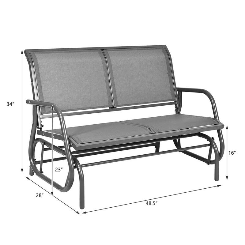 48" 2-Person Outdoor Swing Glider Bench Patio Rocking Chair Fabric Loveseat for Porch Garden
