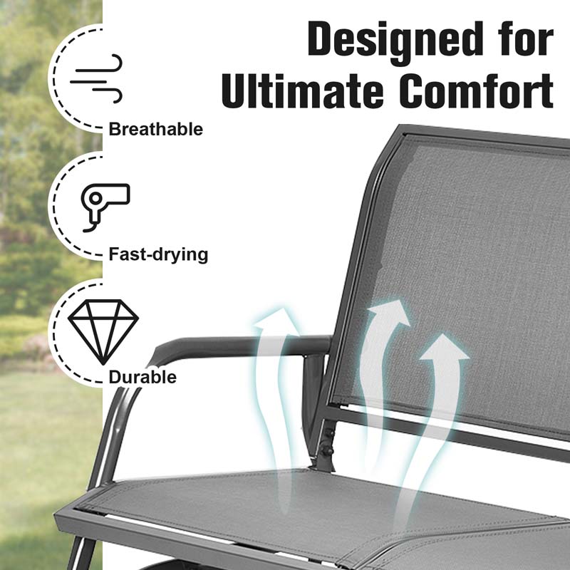 48" 2-Person Outdoor Swing Glider Bench Patio Rocking Chair Fabric Loveseat for Porch Garden