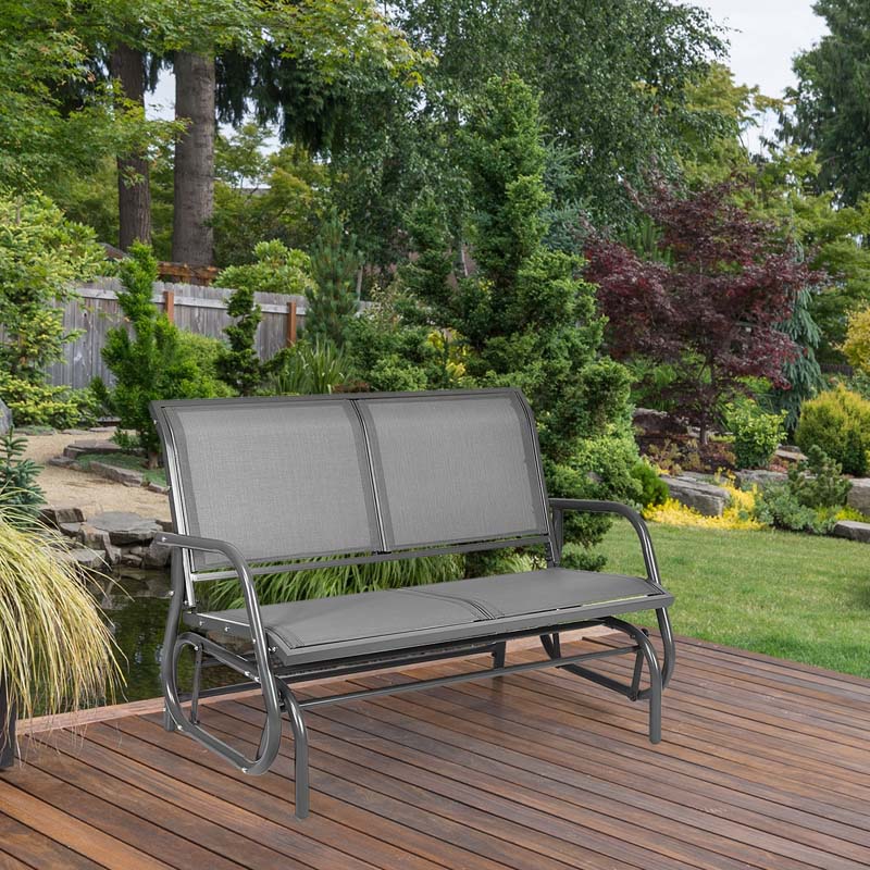 48" 2-Person Outdoor Swing Glider Bench Patio Rocking Chair Fabric Loveseat for Porch Garden