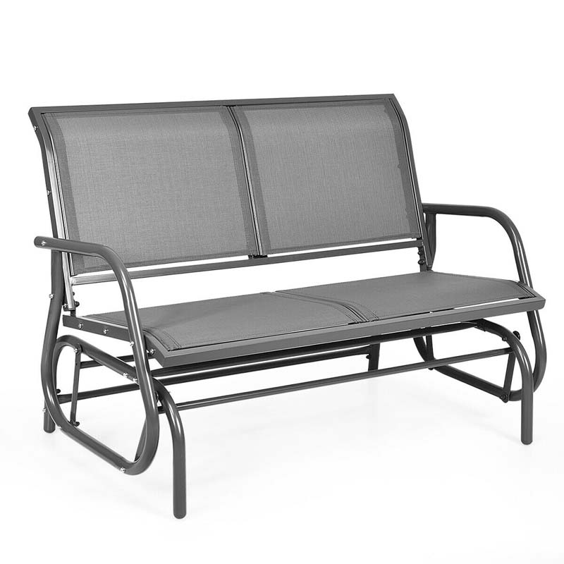 48" 2-Person Outdoor Swing Glider Bench Patio Rocking Chair Fabric Loveseat for Porch Garden