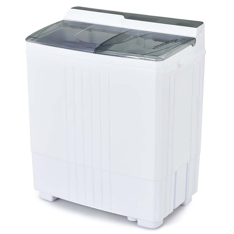 21 LBS Portable Washing Machine with Drain Pump, Twin Tub Top Load Washer Spin Dryer Combo for RV Apartment