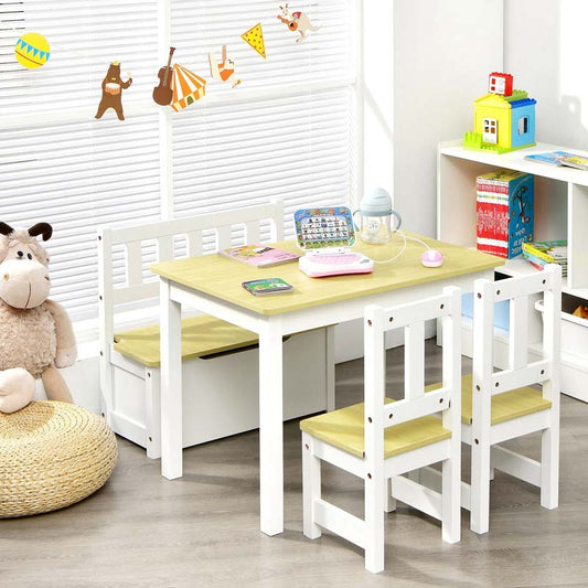 Wooden Kids Desk and chair Set with Hutch, Cabinet, Bulletin Board, Student Computer Workstation Children Study Writing Table