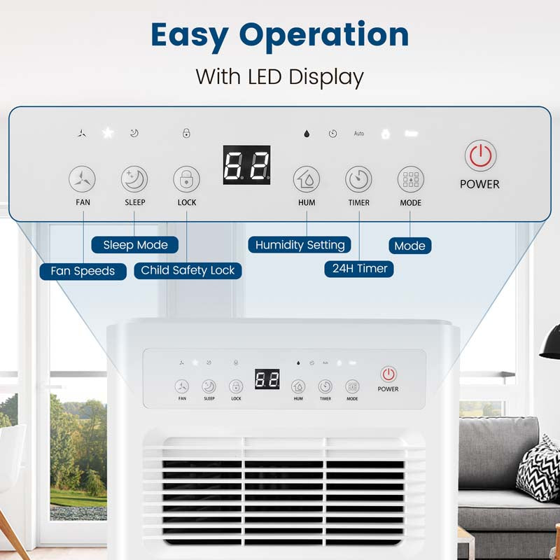 32 Pints 2500 Sq. Ft Portable Quiet Air Dehumidifier for Basement with Sleep Mode, 24H Timer, Auto Shut Off, Auto Defrost