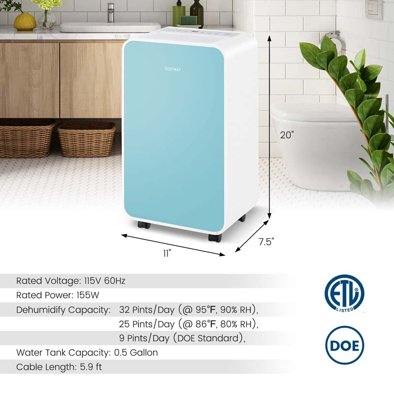 32 Pints 2500 Sq. Ft Portable Quiet Air Dehumidifier for Basement with Sleep Mode, 24H Timer, Auto Shut Off, Auto Defrost