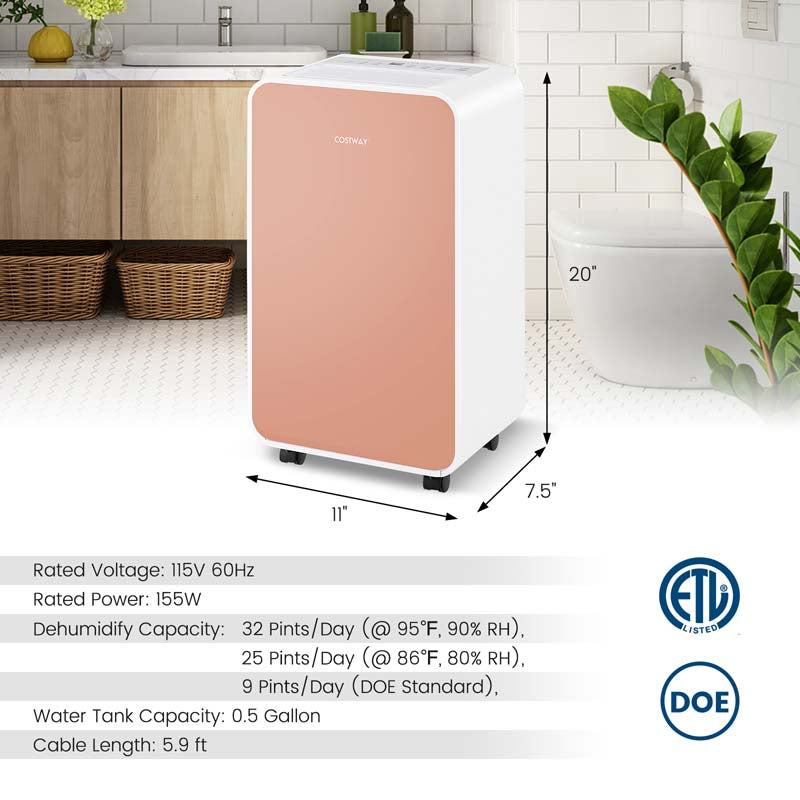 32 Pints 2500 Sq. Ft Portable Quiet Air Dehumidifier for Basement with Sleep Mode, 24H Timer, Auto Shut Off, Auto Defrost